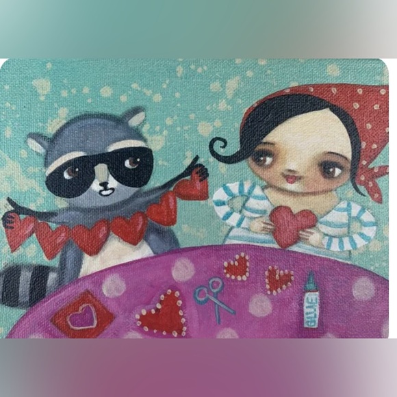 Original Painting Folk Art Valentines - Picture 1 of 2
